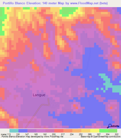 Portillo Blanco,Honduras Elevation Map