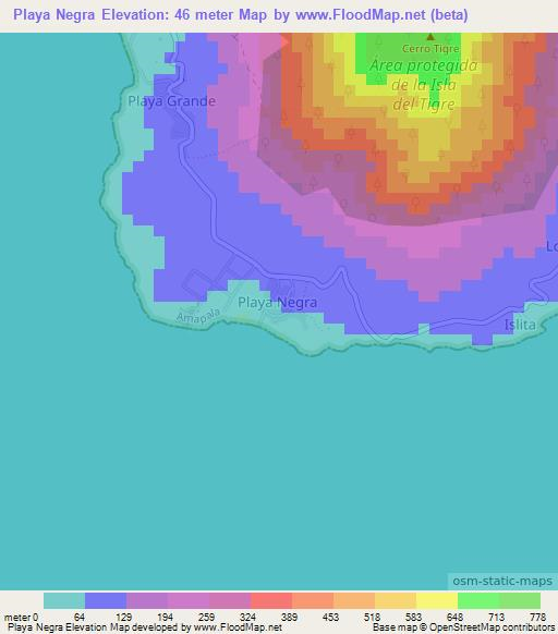 Playa Negra,Honduras Elevation Map