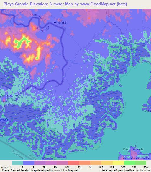 Playa Grande,Honduras Elevation Map