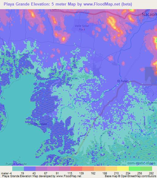 Playa Grande,Honduras Elevation Map