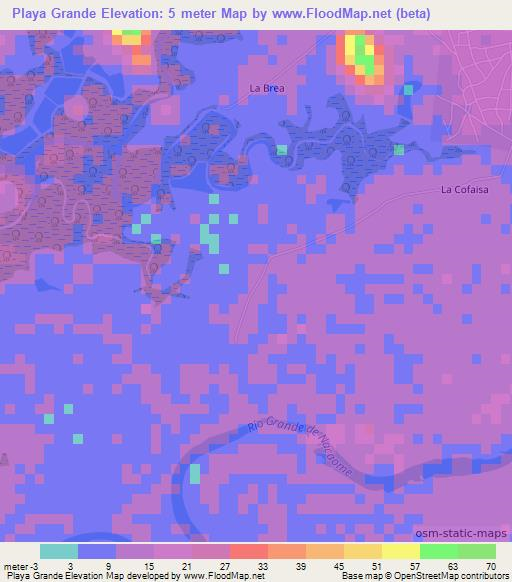Playa Grande,Honduras Elevation Map