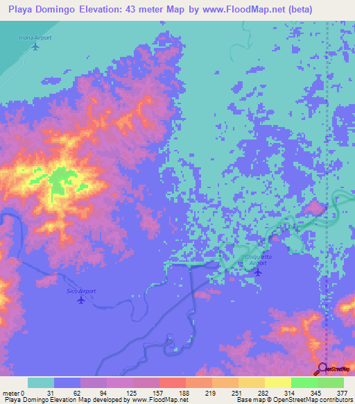 Playa Domingo,Honduras Elevation Map