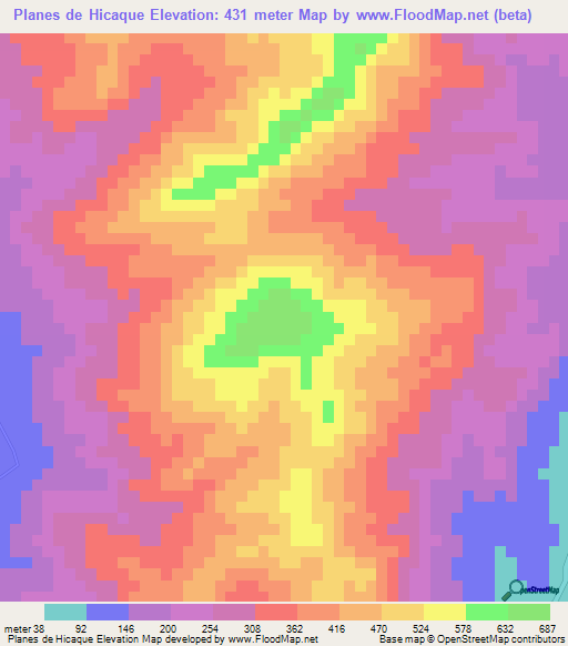 Planes de Hicaque,Honduras Elevation Map