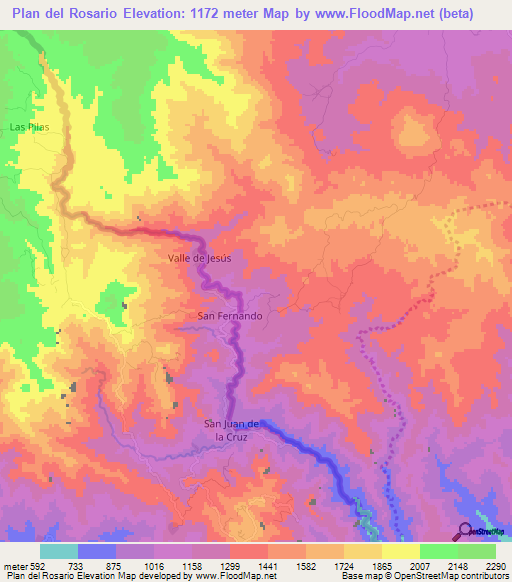 Plan del Rosario,Honduras Elevation Map