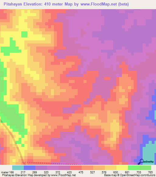 Pitahayas,Honduras Elevation Map