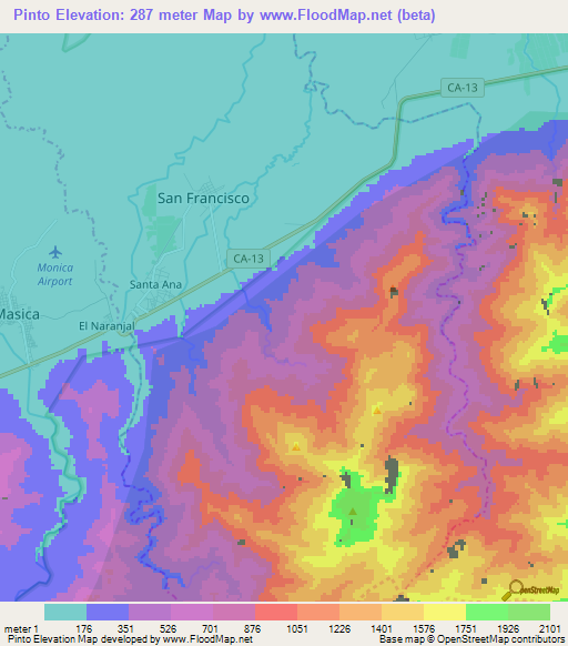 Pinto,Honduras Elevation Map