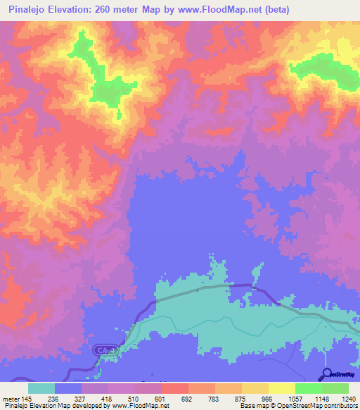 Pinalejo,Honduras Elevation Map