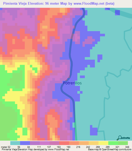 Pimienta Vieja,Honduras Elevation Map