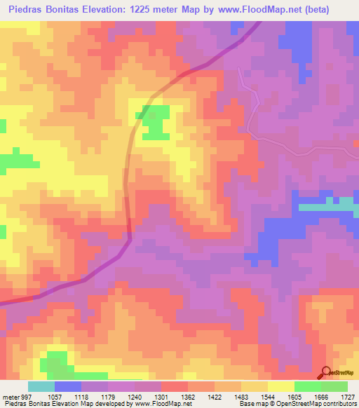 Piedras Bonitas,Honduras Elevation Map