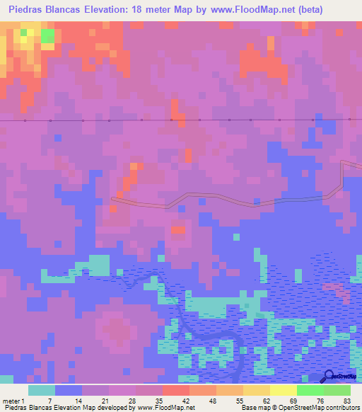 Piedras Blancas,Honduras Elevation Map