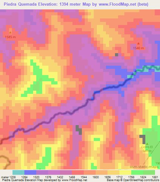 Piedra Quemada,Honduras Elevation Map