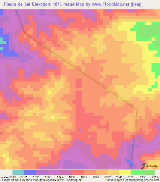 Piedra de Sal,Honduras Elevation Map