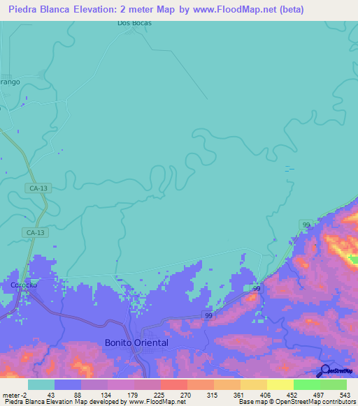 Piedra Blanca,Honduras Elevation Map