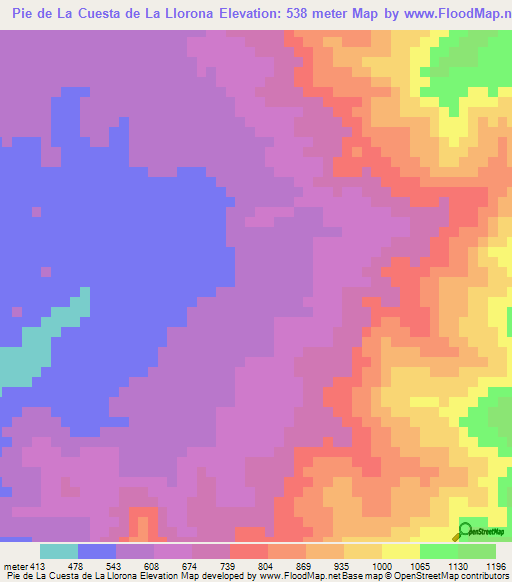 Pie de La Cuesta de La Llorona,Honduras Elevation Map