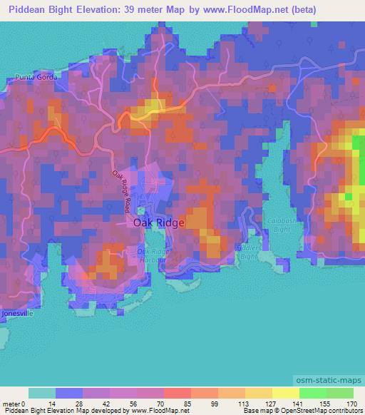 Piddean Bight,Honduras Elevation Map