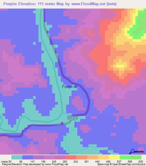 Pespire,Honduras Elevation Map