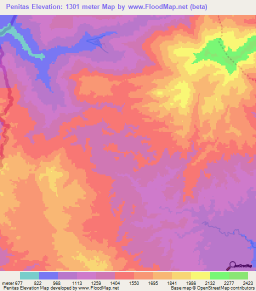 Penitas,Honduras Elevation Map