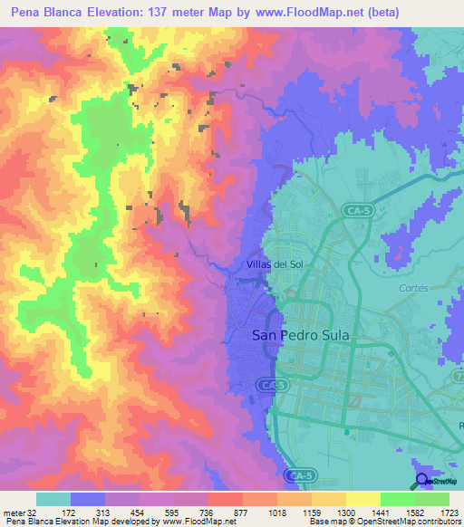 Pena Blanca,Honduras Elevation Map