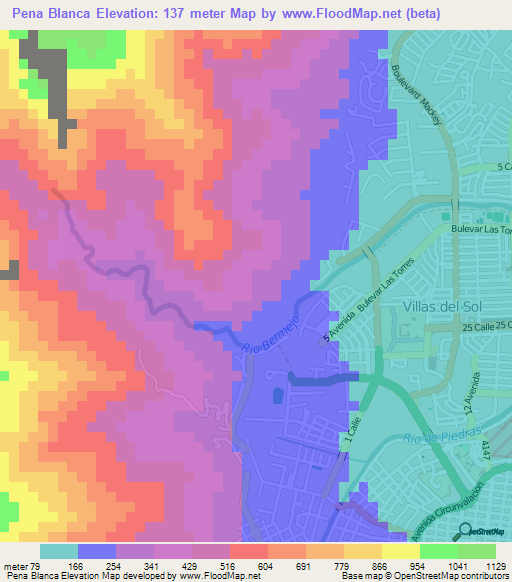 Pena Blanca,Honduras Elevation Map