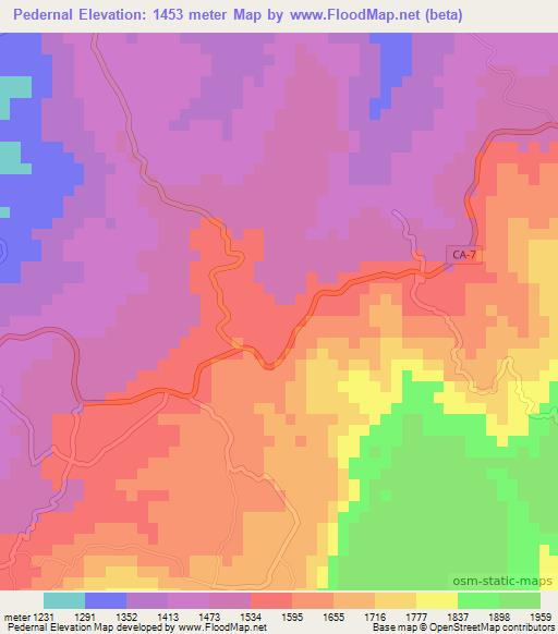 Pedernal,Honduras Elevation Map