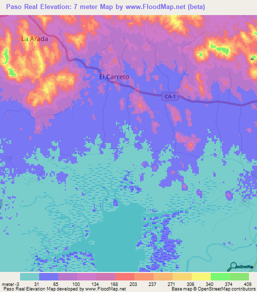 Paso Real,Honduras Elevation Map