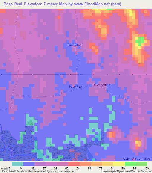 Paso Real,Honduras Elevation Map
