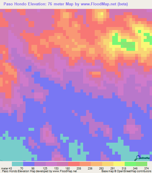 Paso Hondo,Honduras Elevation Map