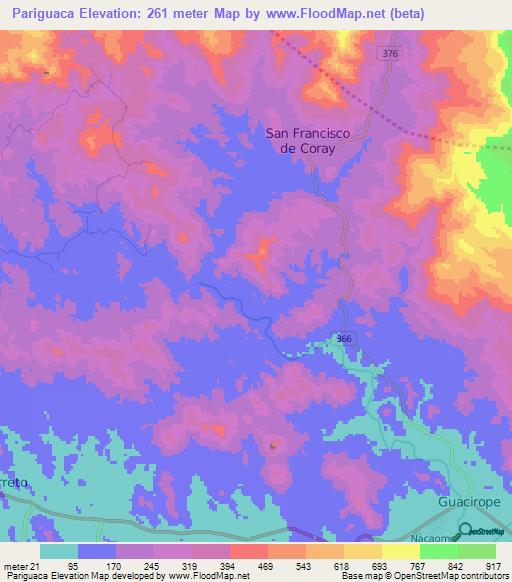 Pariguaca,Honduras Elevation Map