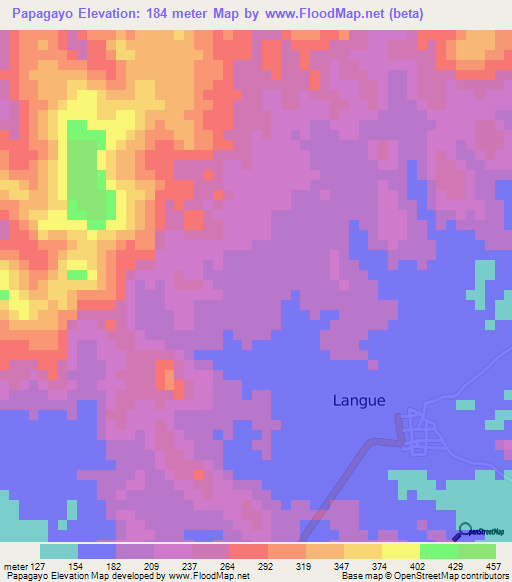 Papagayo,Honduras Elevation Map