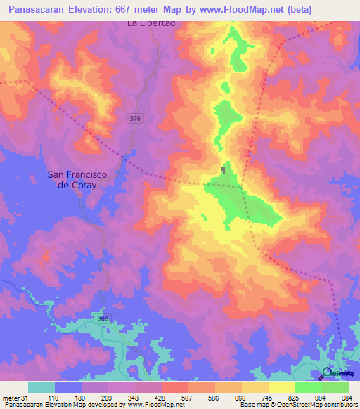 Panasacaran,Honduras Elevation Map