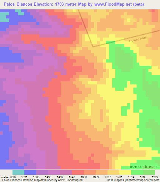 Palos Blancos,Honduras Elevation Map