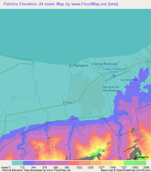 Palmira,Honduras Elevation Map