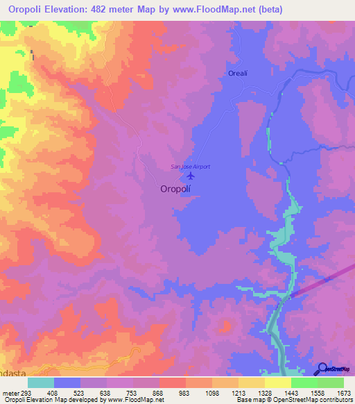 Oropoli,Honduras Elevation Map