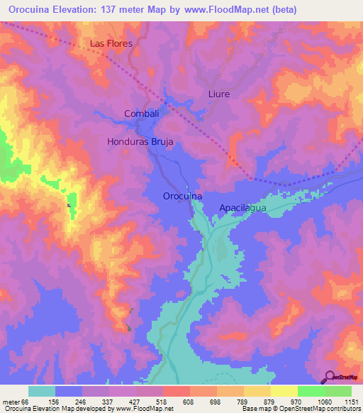 Orocuina,Honduras Elevation Map