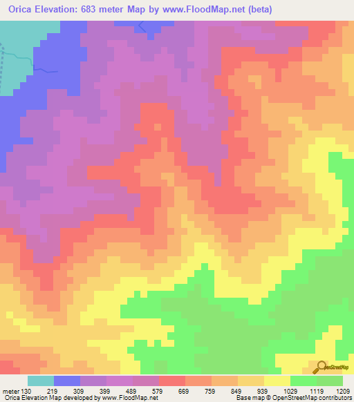 Orica,Honduras Elevation Map