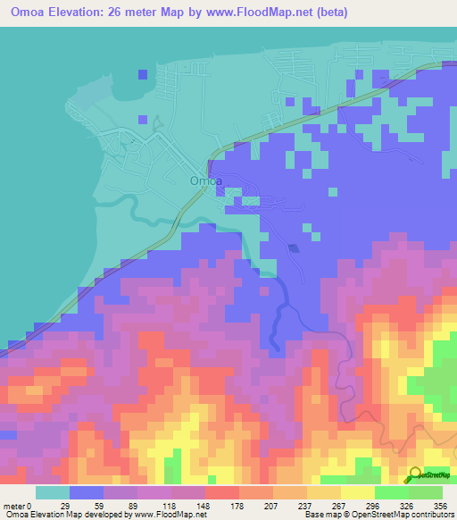 Omoa,Honduras Elevation Map