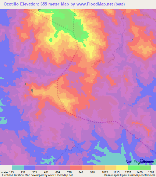 Ocotillo,Honduras Elevation Map