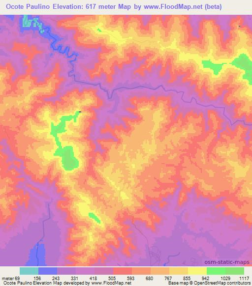 Ocote Paulino,Honduras Elevation Map