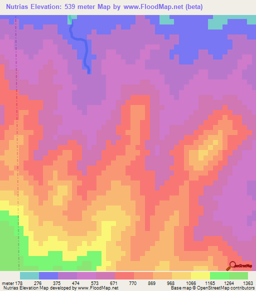 Nutrias,Honduras Elevation Map