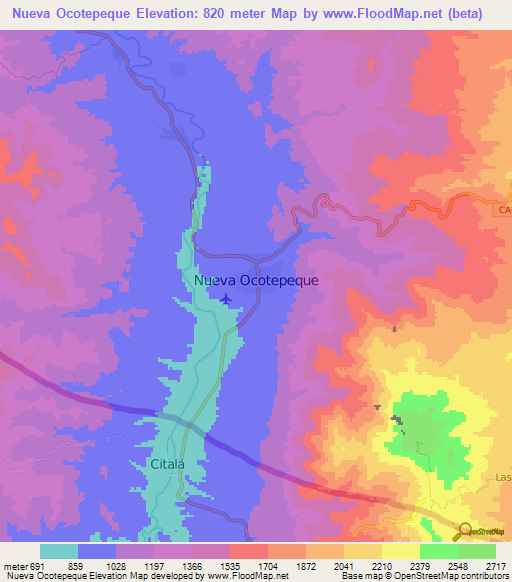 Nueva Ocotepeque,Honduras Elevation Map