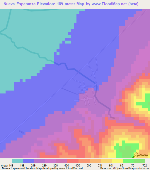 Nueva Esperanza,Honduras Elevation Map