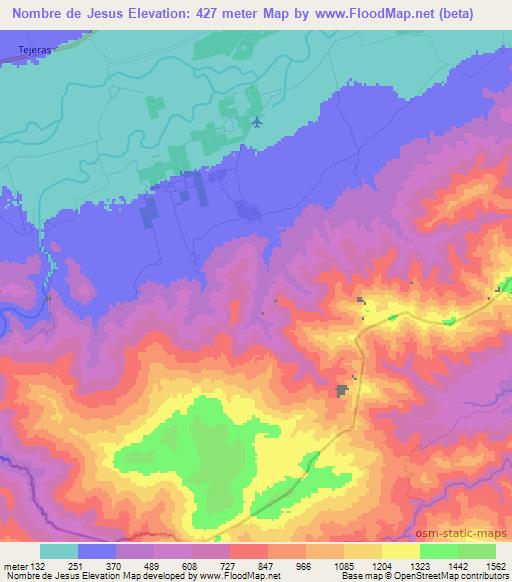 Nombre de Jesus,Honduras Elevation Map