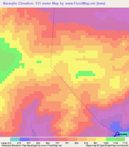 Naranjito,Honduras Elevation Map