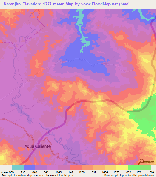 Naranjito,Honduras Elevation Map