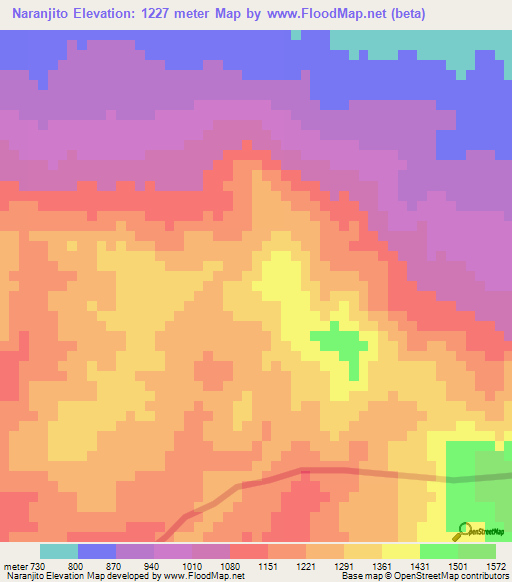 Naranjito,Honduras Elevation Map