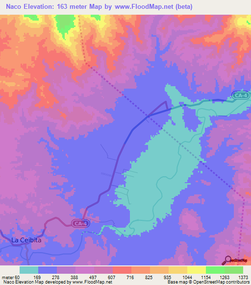 Naco,Honduras Elevation Map