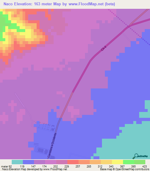 Naco,Honduras Elevation Map