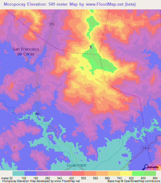 Moropocay,Honduras Elevation Map