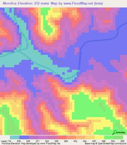 Morolica,Honduras Elevation Map