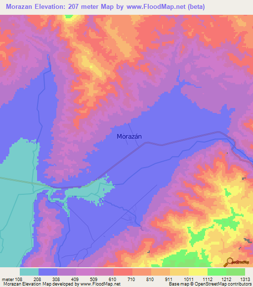 Morazan,Honduras Elevation Map